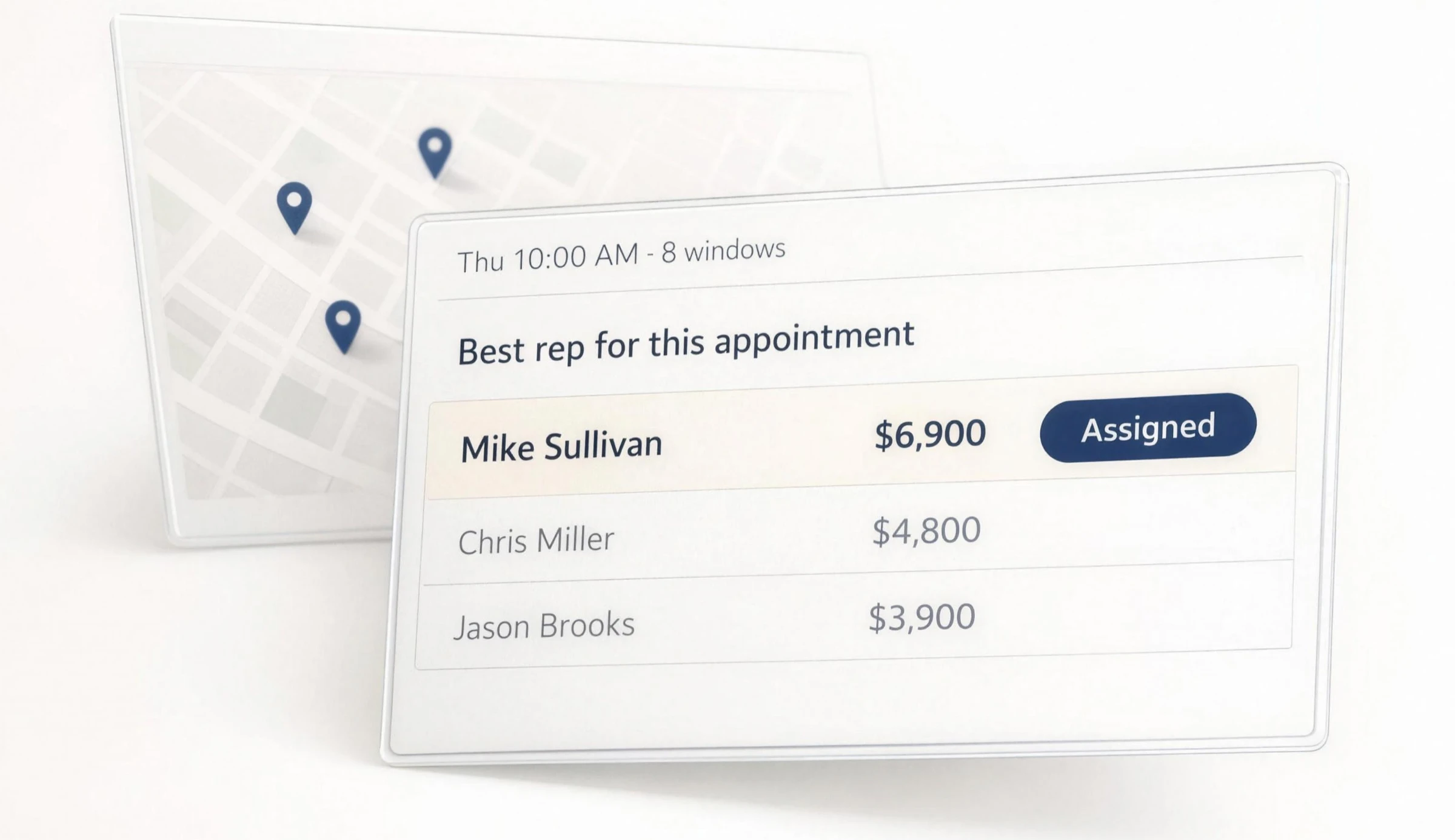 Rep Assignment: Every appointment goes to the rep most likely to close it.