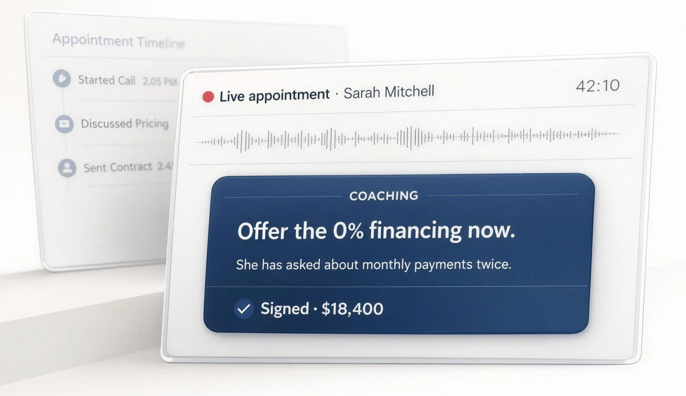 In-Home Sales Coaching: Craft listens to every appointment and coaches your reps in the home and after.